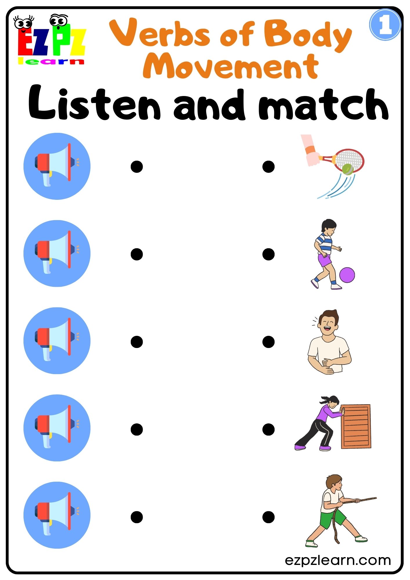 Verbs Of Body Movement Interactive Vocabulary Worksheet Listen And